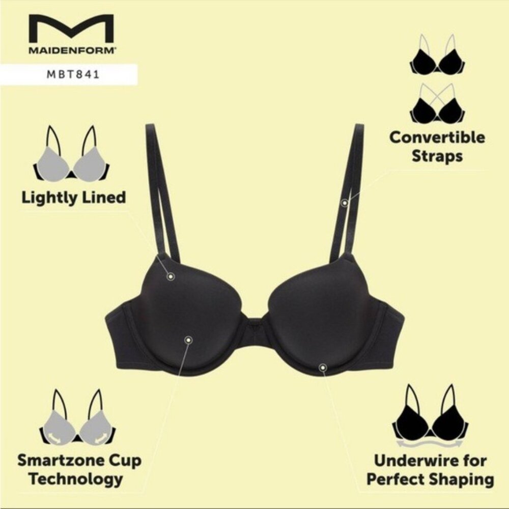 White & Nude 40C NWT 2-pack Maidenform Modern Demi Underwire T-shirt Bras - Picture 3 of 11